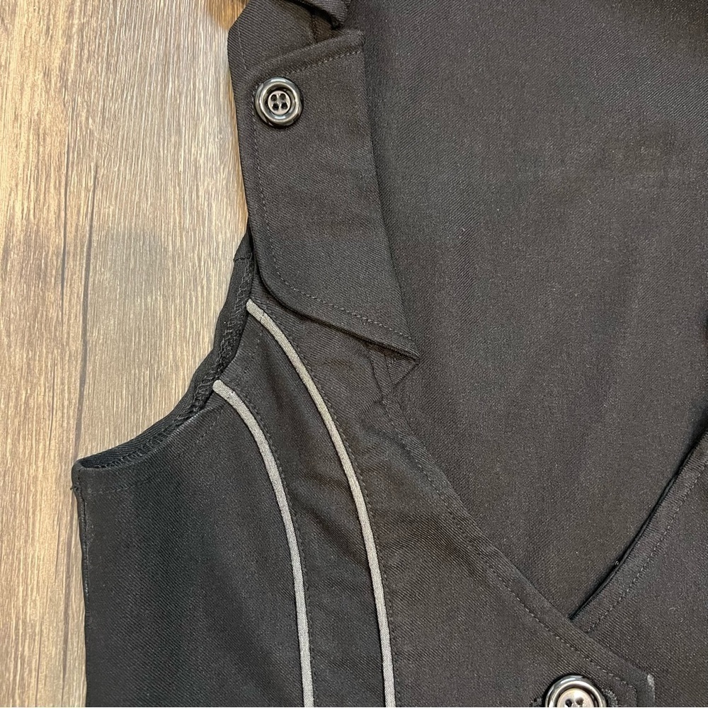 Michel Womenβs Black Fitted Vest Top buttoned Up BlackGray Business Casual S - Picture 5 of 10